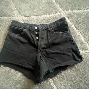 Vintage Black Jean Shorts Distressed Style